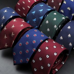 Neck Ties Newly designed mens animal tie polyester woven collar ladybug dog dinosaur shark jacquard fashion party wedding Gravata tieC240410