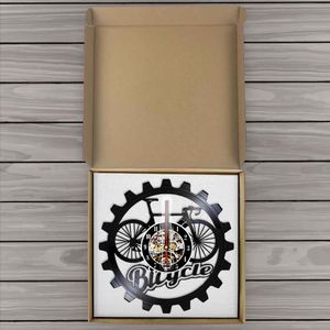 Bicycle Colore Cambia murale Light Bike Bike Laser Cut Vinyl Longplay Record Orologio Clock ingranaggio vintage 12 