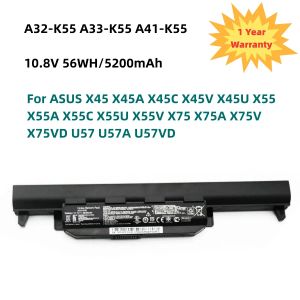 Batteries 10.8V 56WH A32K55 Laptop Battery for ASUS X45 X45A X45C X45V X45U X55 X55A X55C X55U X55V X75 X75A X75V X75VD U57 U57A U57VD