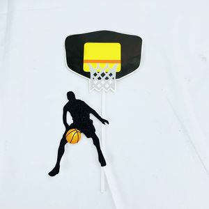 5st tema basket Grattis på födelsedagen cupcake topper söt sport fans tårta topper för pojkar födelsedagsfest dessert kakedekorationer