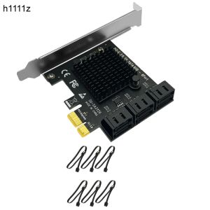 Kort Chi A Mining Riser 6 Port SATA 3.0 till PCI Express X1 3.0 -kort SATA3 6GB Adapterkort Converter PCIe till SATA -kort med SATA -kabel