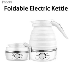 Electric Kettles Foldable electric kettle travel 110/220V 0.6L 600W household tea pot mini water food silicone portable YQ240410