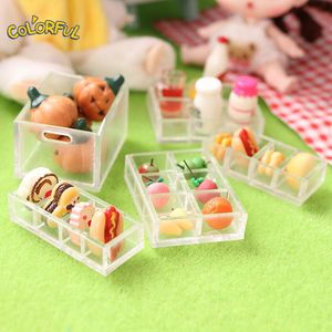 1:12 DollHouse Mini 4/6 Caixa de armazenamento de grade Caixa de cosméticos Modelo Decoração Modelo Toy Toy Miniatura Contêiner de armazenamento de alimentos decoração de cena de boneca