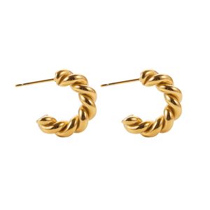 18K Gold Plated Twisted Spiral Circle Earrings Women's Stylish Hoop Ear Rings Unique Design Statement Jewelry