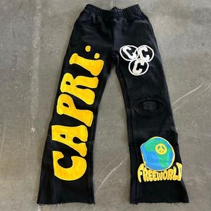 Calça de moletom Homens 1: 1 de alta qualidade, cortantes calças de moletom preto cor preta