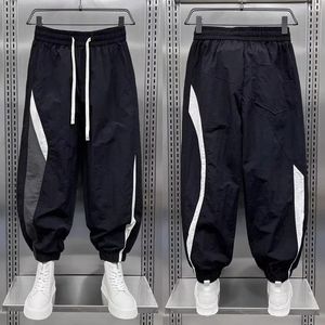 Calças casuais calças respiráveis esportes de esportes masculinos elásticos calças retas calças de roupas de roupa de roupa de roupa de roupa 240326