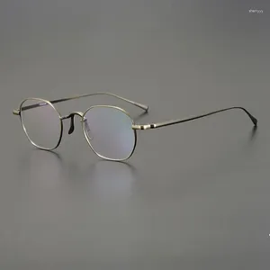 Solglasögon ramar Pure Titanium Vintage Handcraft Style KJ46 Eyeglasses Frame Fashion Small Recept 18K Golden Silver Bronze Unisex