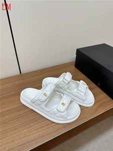 Luxury designer Fashion C Logo Mule Slide Strap Flat Dad Teva Sandal slide Slippers Shoes With Box