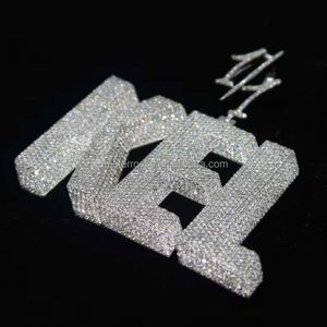 Hip Hop Custom Letter Pendant Tjock 3D Letter 925 Sterling Silver Iced Out VVS Moissanite Pendant