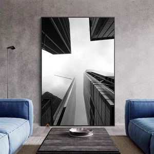 Nowoczesny czarno -biały schodowy mostek budynku plakat płótno malowanie sztuki ściennej minimalistyczne zdjęcie zdjęcia do salonu wystrój domu