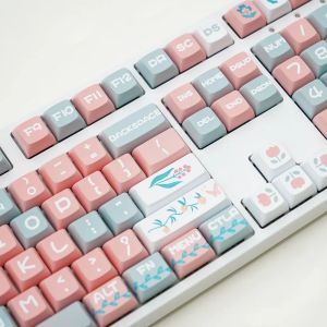 Zubehör 127 Hochqualitätsschlüsselkaps XDA -Profil PBT -Farbstoff Sublimation Pink Keycap für MX Switch Mechanische Tastatur GK61/64/68/75/87/104/108