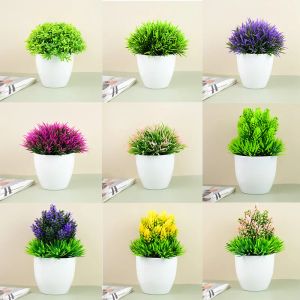 1pc piante artificiali bonsai verdi piccole piante di pentola di alberi ornamenti in vaso fiore per decorazioni per piante da giardino da giardino domestico