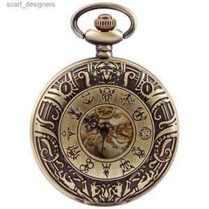 Pocket Watches Vintage Charm Unisex Fashion Roman Number Quartz Steampunk Pocket Women Man Necklace Pendant with Chain Gifts Y240410