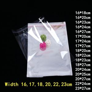 100pcs 16/17/18/20/22/23cm Sacos de plástico transparentes de compacta compacção de roupas de armazenamento Bolsa de presente de tamanho múltiplo