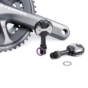 RISK 2pcs Titanium Spacer for Bicycle Pedal Bike Crank Abnormal Sound Maintenance Gasket for MTB Road Bike Self-locking Pedal