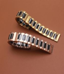 Renkli saat bandı karışık siyah ve altın rosegold watch band band kayış bilezik moda cilalı seramik saatler vites için aksesuarlar