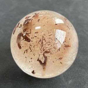 Dekorativa figurer 223g Natural Quarte Rutilated Hair Crystal Ball Polished Quartz Sphere Reiki Healing Presentrum Dekor Fengshui