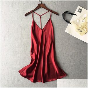 Womens Sleepwear y Blackless Spaghetti Strap Women Nightdress Vneck Fashion Female Y200425 X1MY5630728 Drop Delivery Apparel ملابس داخلية DHE84