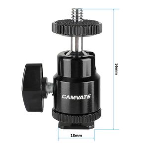 CAMVATE Mini Ball Head Adapter With 1/4"-20 Thread & Shoe Mount For DSLR Camera Monitor LED Light Microphone Tripod Head Mount