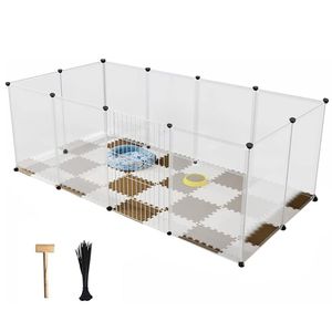Haustier -Spielstall für Welpen - Plastikhof Zaunzelt für kleine Tiere, Kaninchen Welpen Zwinger Cage, DIY tragbarer großer Spac