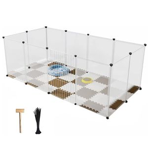 Pet Playpen for Puppy - barraca de cerca de quintal de plástico para pequenos animais, gaiola de canil de cachorro de cachorro, DIY portátil grande spac