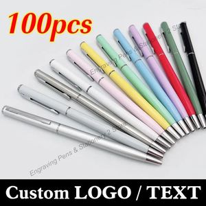 Pcs Advertising Pen Free Custom LOGO Metal Ballpoint Lettering Name Wholesale El Gift Office Supplies