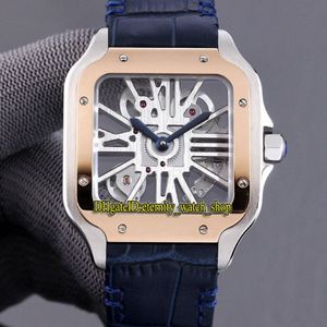 Wersja TW 0008 2020057 Dial szkieletu Szwajcarskie 4S20 Automatyczna mechaniczna różowa złota ramka męska zegarek 316l stalowa obudowa skórzana spor208e