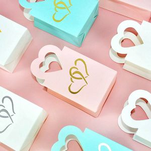 10/20 pezzi Bronzing Heart Candy Bags Bomboniere Nodi di nozze Gifie di biscotti al cioccolato scatole da imballaggio per bambini Decor con Baby Shower