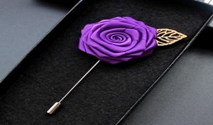 Rose Corsage Groom Brooch Pin Man Wedding Satin Flowers Boutonniere Prom Tuxedo Party Accessories Decorations Multi Colors For Cho6463373