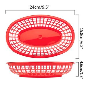 12-24pcs Plastic Serving Platter Oval Food Baskets for Fries Burgers Hot Dog Cake Hamburger Picnic Plate Restaurant Supply Black