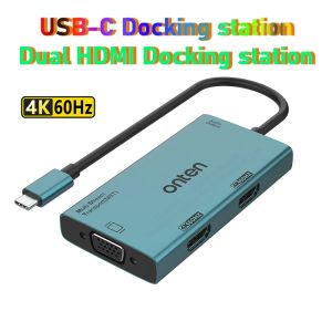 Hubs MST Hub USBC Docking Station 2X HDMI 4K 60 Hz dla MacBooka Matebook Xiaomi Asus Lenovo Dell HP Tablet Tablet Laptop Akcesoria