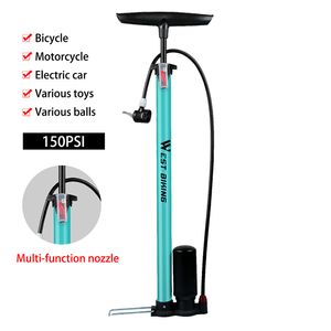 WEST BIKING 150Psi Bike Pump High Pressure Foot Booster Pump Cycling Tire Inflator Presta Schrader Valve Bicycle Accessories