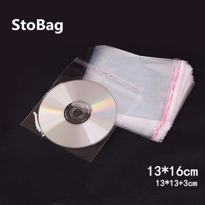 STOBAG 200PCS 13*16CM CD записывает пластиковые пакеты диска держатель хранения пластиковая пленка прозрачная самостоятельная целлофанная упаковка мешок