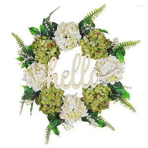 Decorative Flowers Fall Wreath Autumn Harvest Porch Fornt Door Decoration White Green Floral Spring For Home Window And Wall Decor