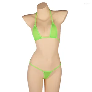 Women's Swimodwear deka solidne kobiety przezroczyste bikini zestaw bandaż bolenia g-string mini mikro mikro kąpielowy brazylijski twórczość