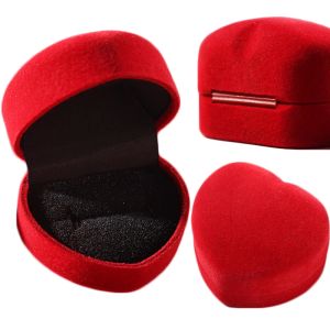 Caixa de anel de veludo de alta qualidade Caixa de anel de coração vermelho Anéis em forma de breço caixas de breolas de noivado Casamento Valentine Gift Jewelry Display
