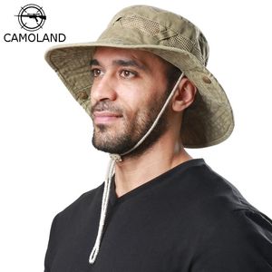 Camolândia Chapete de algodão para homens homens respiráveis chapéus solar sola ao ar livre Proteção UV Pesca masculina Caps casuais Caps240410