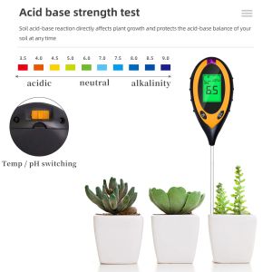 4 in 1/5 in 1土壌pHメーターの日光のpHテスター庭の花温度酸性度メーター水分試験ツール湿度pH分析装置