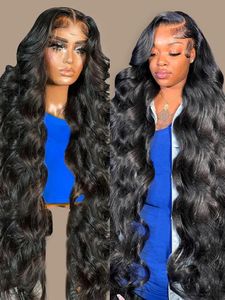 13X6 Transparent Body Wave Lace Front Human Hair s for Women 30 40 Inch Brazilian 13X4 Frontal PrePlucked 240402