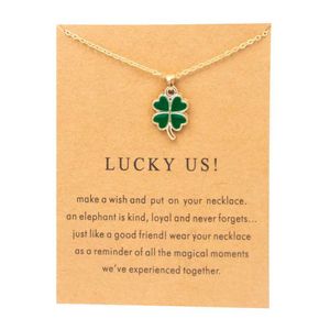 Pendant Necklaces New Trendy Fashion Gold Color Alloy Cute Elegant Lucky Us Clover Pendant Necklaces for Women Girl Fashion Jewelry Dropship 240410