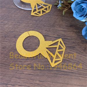 50pcs Laser Cut Wine Cup Card Laser Cut Paper Diamond Ring Wedding Table Decor Bridal Shower Bachelorette Hen Party Decorations