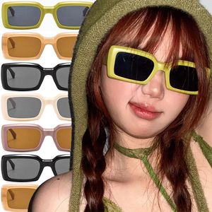 Sunglasses Small Rectangle Women Fashion Square Narrow Frame Vintage Brand Sun Glasses Men Shades Retro Green UV400 Eyewear