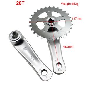 25/28T CRIANÇAS CRIANÇAS CRIANÇAS CRANKSET SPACK SPED SPACK FURO quadrado Alloy de alumínio de alumínio102/114 mm