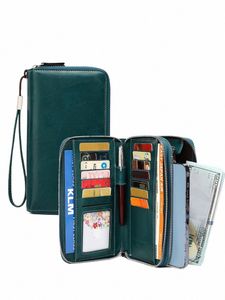 Fable RFID Anti-poft New Women's LG Plånbok med dubbla blixtlås, multifunktiellt kreditkortsväska, mynt och byt handväska 396W#