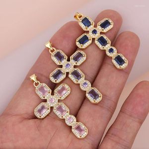 Pendant Necklaces Fashion And Luxury Full Gold Color Cross Accessory For Men Women DIY Bracelets Jewelry Making