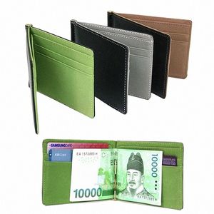 NY FI Simple Designer Men Mey Clip Walls with Metal Clamp Women Slim Leather Purse Bank Card Slots C Holder For Man F1oo#
