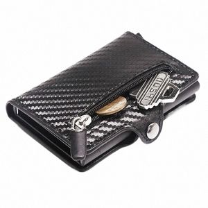 Benutzerdefinierte Kartenhalter Anti-Diebstahl-Kohlenhydrat-Faser-Brieftaschen Kreditkarte Halter Reißverschluss Münzen Tasche Wallet RFID CARD HABE MEY CLIPS H1CP#