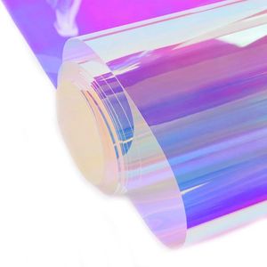 Window Stickers 15.7x39in Transparent Iridescent Film Holographic Waterproof Adhesive Decorative Tint Glass For Shopping Mall Decor