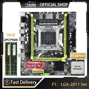 マザーボードJingsha LGA2011 Xeon E5 2670 V2プロセッサと2x8GB = 16GB DDR3メモリPlaca LGA 2011 DDR3デュアルチャネル付きマザーボードキット