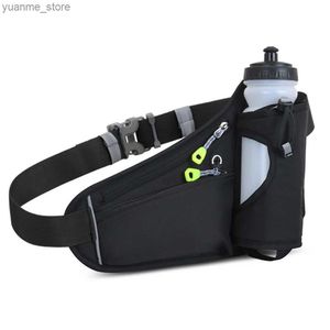 Sport Bags Running waist bag water bottle rack outdoor camping hiking fitness mens cycling with sports fanny bag Y240410